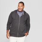 Men's Big & Tall Regular Fit Long Sleeve French Terry Full-zip Hooded Sweatshirt - Goodfellow & Co Black