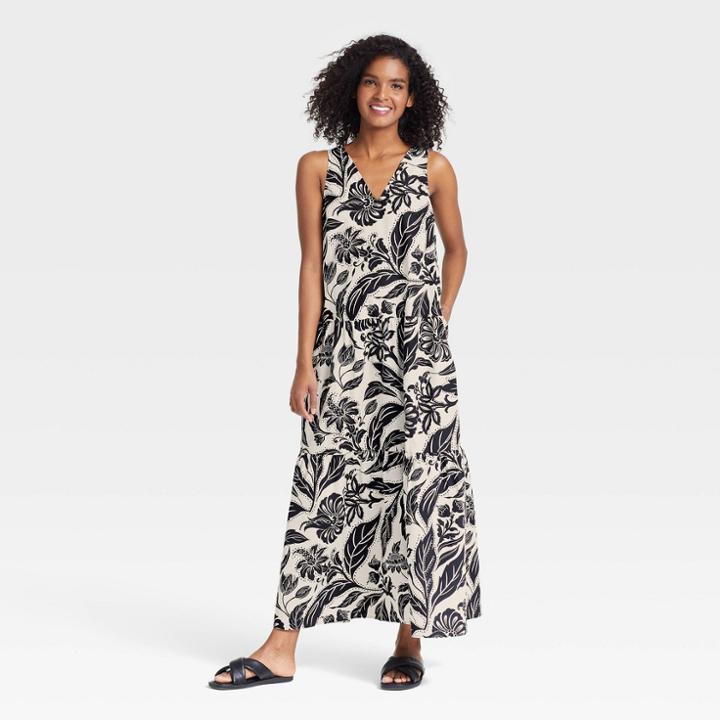 Women's Sleeveless Dress - Who What Wear Cream Floral Xs, Ivory Floral