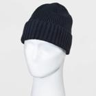 Men's Mixed Rib Fleece Lined Beanie - Goodfellow & Co Navy