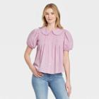 Women's Striped Puff Short Sleeve Button-down Shirt - Universal Thread Lilac