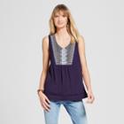 Women's Knit Tank With Embroidery - Knox Rose Navy