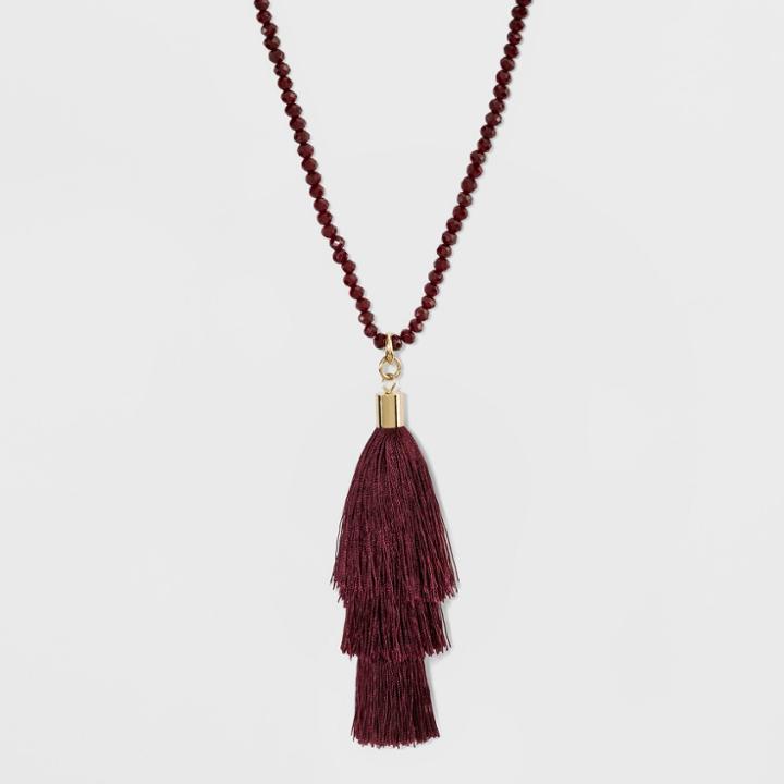 Long Beaded Tassel Necklace - A New Day