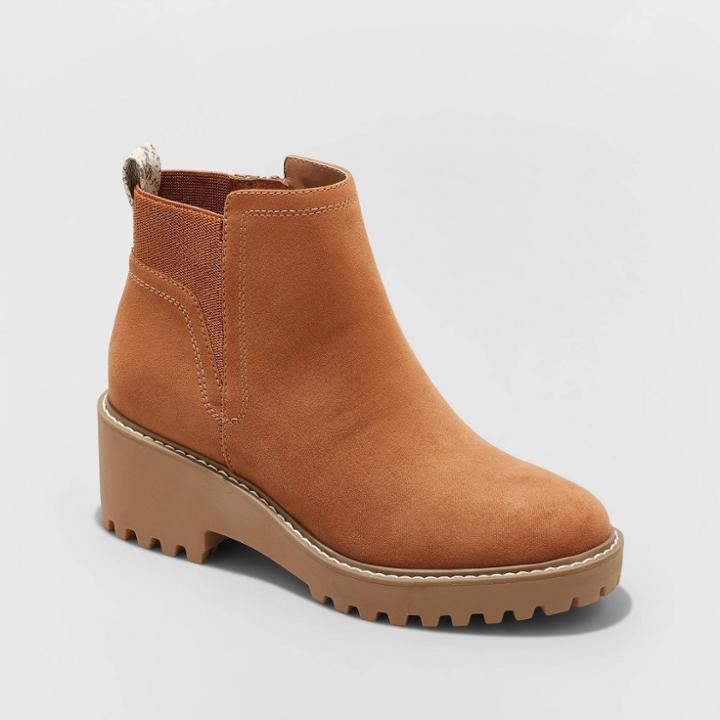 Women's Taci Wide Width Pull-on Ankle Boots - Universal Thread Cognac
