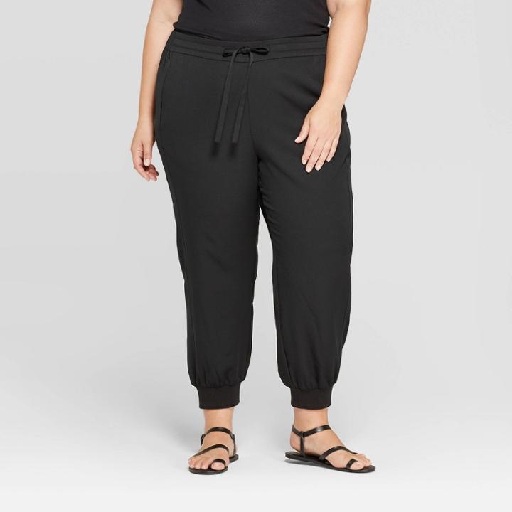 Target Women's Plus Size Mid-rise Cuffed Jogger Pants - Prologue Black