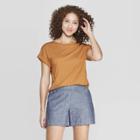 Women's Slim Fit Short Sleeve Crewneck T-shirt - A New Day Rust (red)