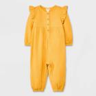 Baby Girls' Gauze Long Sleeve Romper - Cat & Jack Yellow