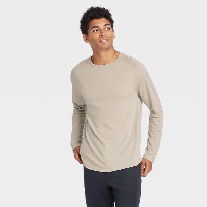 Men's Merino Wool Long Sleeve T-shirt - All In Motion Khaki Brown