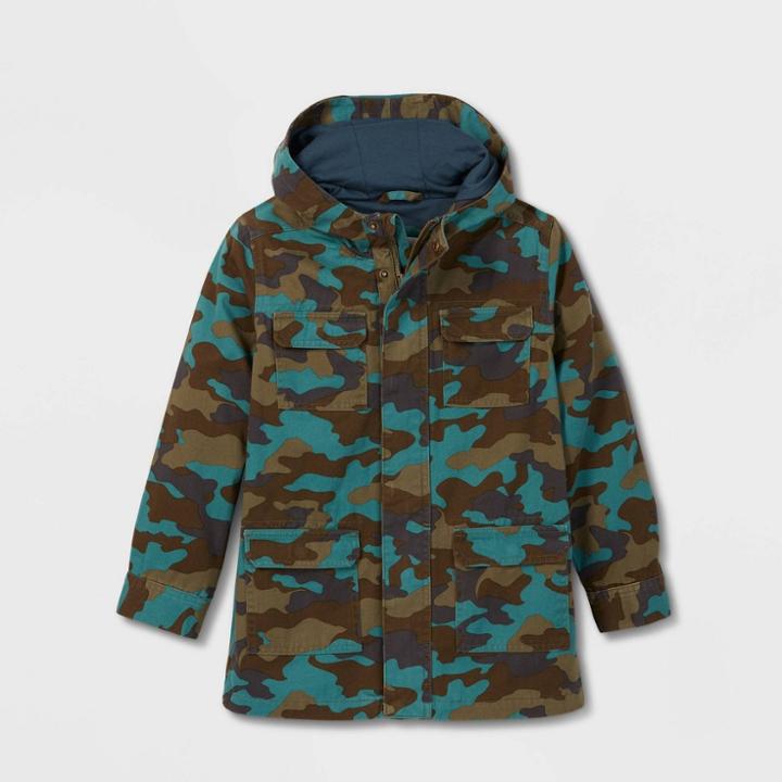 Boys' Twill Military Jacket - Cat & Jack Olive Green