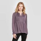 Women's Balloon Long Sleeve Blouse - Knox Rose Purple
