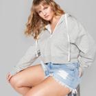 Women's Plus Size Cropped Zip-up Hoodie - Wild Fable Heather Gray