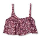 Women's Post Mastectomy One Shoulder Flounce Longline Bikini Top - Kona Sol Burgundy