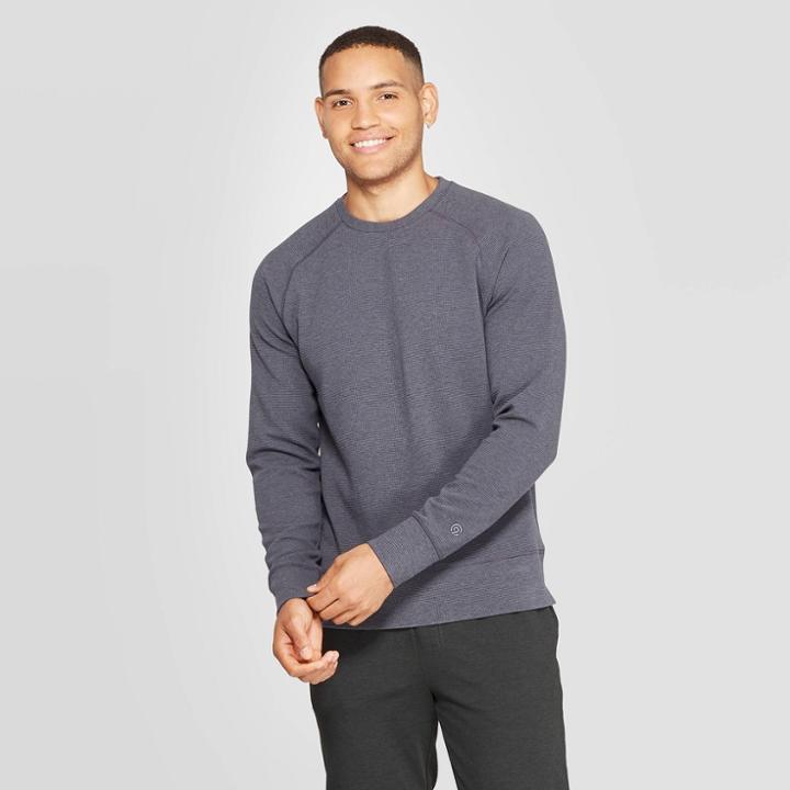 Men's Waffle Knit Crew Sweatshirt - C9 Champion Black Heather S, Size: Small, Black Grey