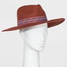 Women's Guitar Strap Band Wide Brim Fedora Hat - Universal Thread Rust