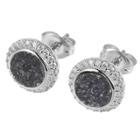 Prime Art & Jewel Sterling Silver Genuine Gray Druzy And Cubic Zirconia Halo Stud Earrings, Girl's, Size: Large,