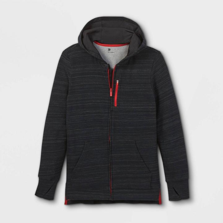 Boys' Fleece Full Zip Hoodie - All In Motion Black
