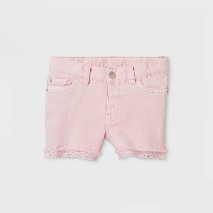 Toddler Girls' Cut-off Lace Jean Shorts - Cat & Jack Pink