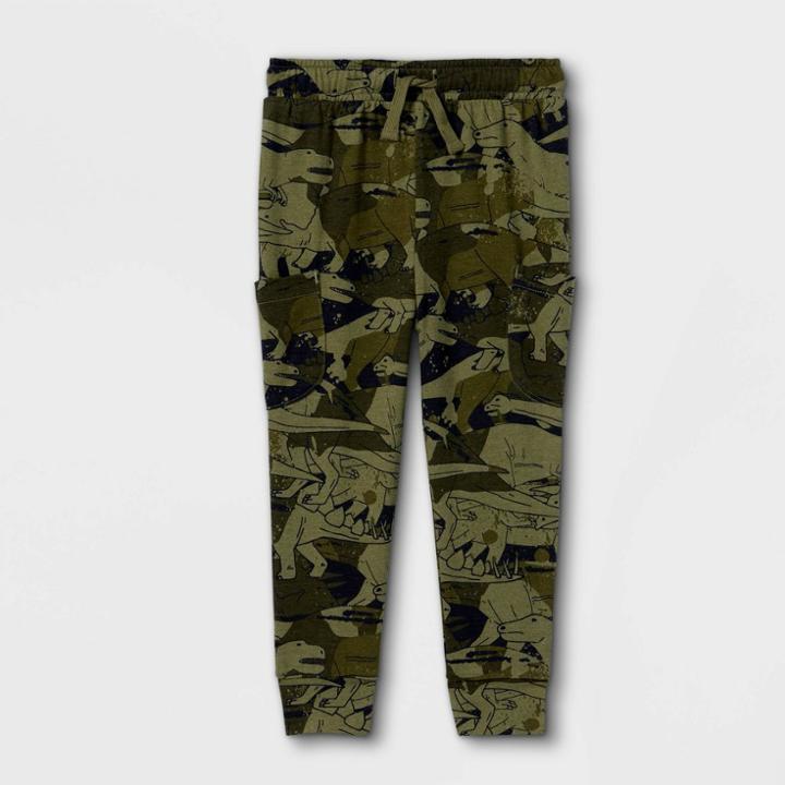 Toddler Boys' Dino Print Jersey Knit Jogger Pull-on Pants - Cat & Jack Olive Green