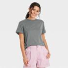 Women's Short Sleeve Cuff T-shirt - A New Day Gray