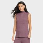 Women's Mock Turtleneck Ribbed Sweater Vest - A New Day Purple