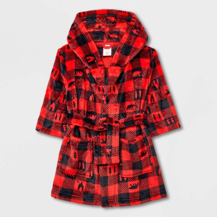 Toddler Boys' Buffalo Check Robe - Cat & Jack Red