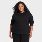 Women's Plus Size Fleece Lounge Sweatshirt - Ava & Viv Black X