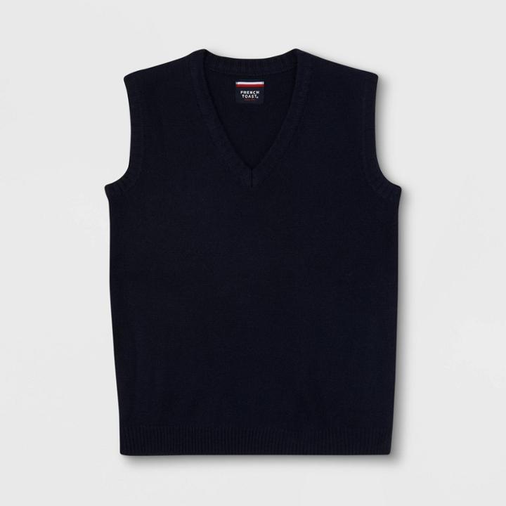 French Toast Boys' Uniform V-neck Sweater Vest - Navy L, Boy's, Size: