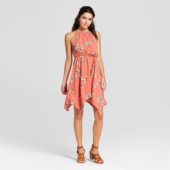 Women's Floral Sharkbite Hem Dress - Almost Famous (juniors') Pink