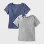 Toddler 2pk Adaptive Short Sleeve T-shirt - Cat & Jack Charcoal Gray/navy