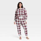 Women's Plus Size Thermal Pajama Set - Stars Above White Plaid