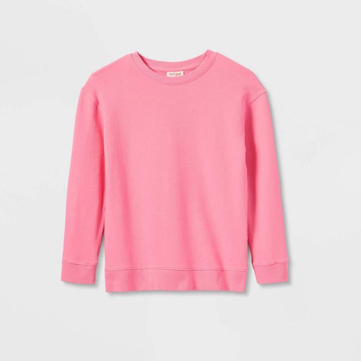 Kids' Crewneck Pullover Sweatshirt - Cat & Jack Bright Pink