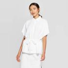 Target Women's Short Sleeve Collared Neck Front-button-down Blouse - Prologue White