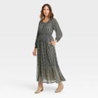 Women's Long Sleeve Smocked Mesh Dress - Knox Rose Black