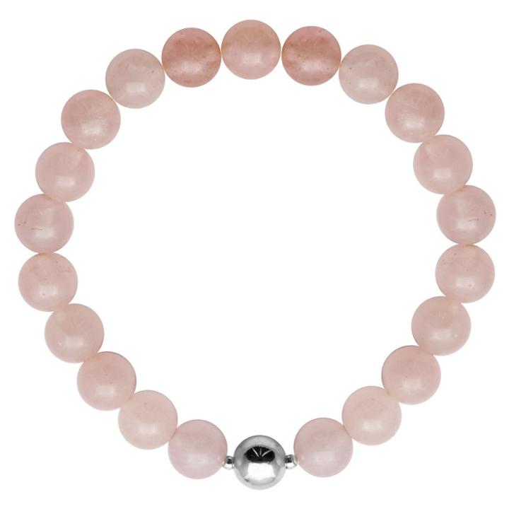 Target Genuine Rose Quartz With Fine Silver Plated Bronze Accent Beaded Stretch Bracelet - 6.5, Girl's, Pink Quartz