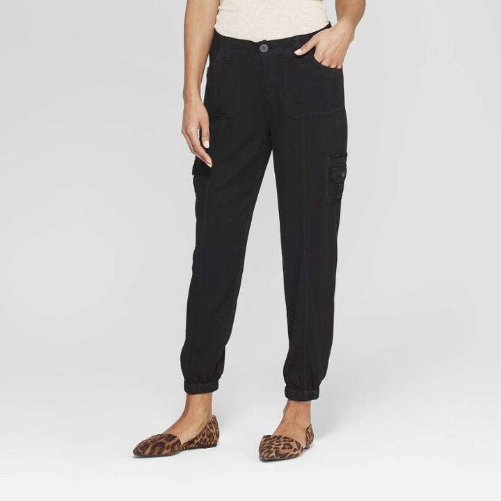 Women's Mid-rise Jogger Cargo Pants - Knox Rose Black