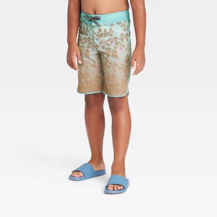 Boys' Palm Tree Print Board Shorts - Art Class Green