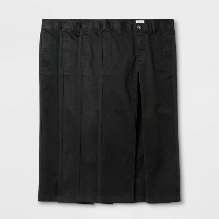 Boys' 4pk Flat Front Stretch Uniform Straight Fit Pants - Cat & Jack Black
