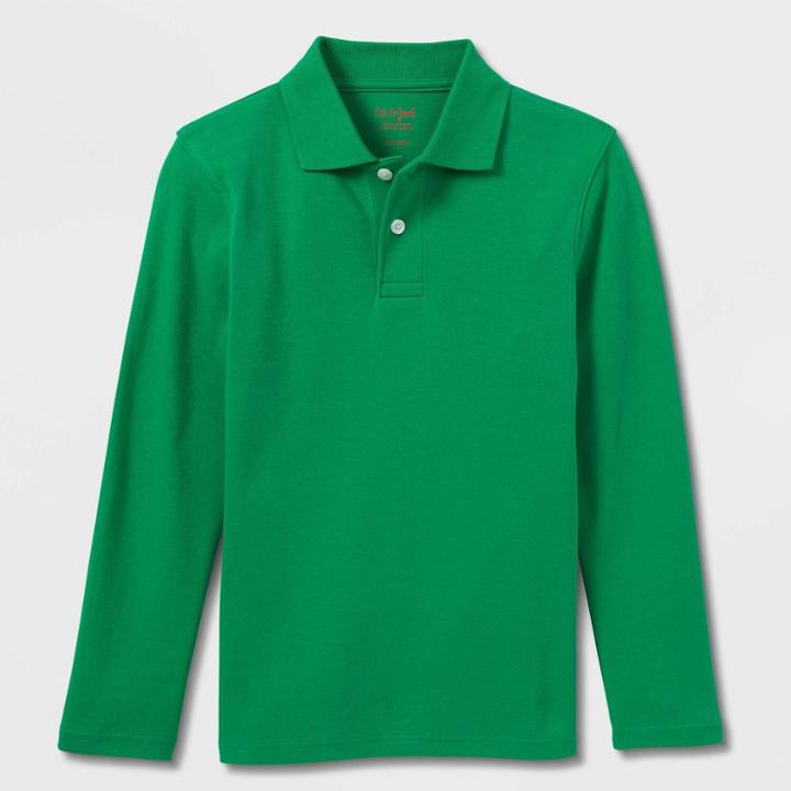 Plusboys' Long Sleeve Interlock Uniform Polo Shirt - Cat & Jack Green