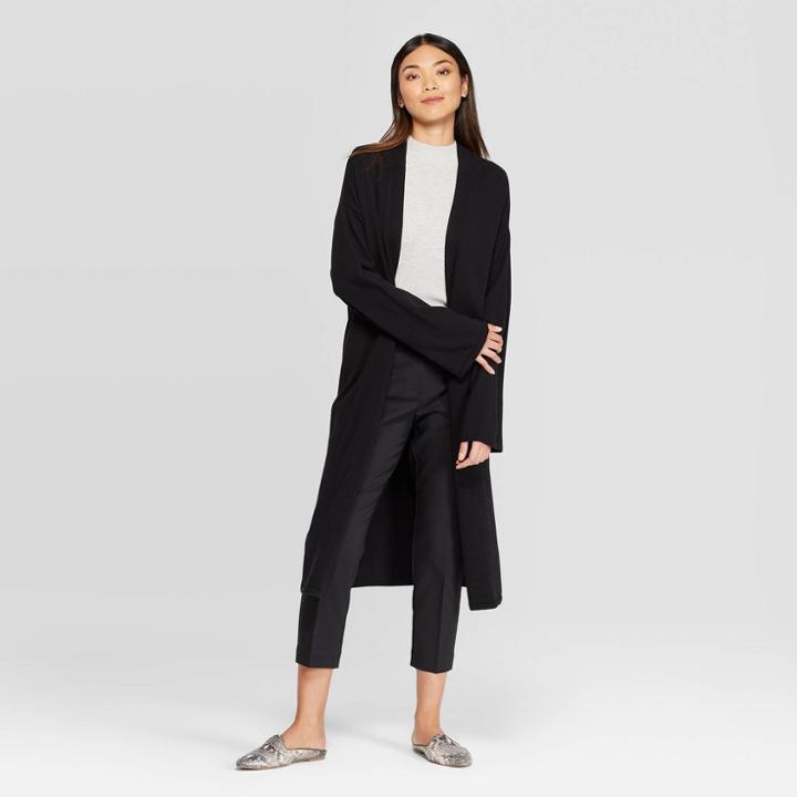 Women's Long Sleeve Open Cardigan - Prologue Black