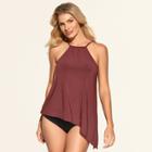 Women's Slimming Control High Neck Asymmetrical Tankini Top - Dreamsuit By Miracle Brands