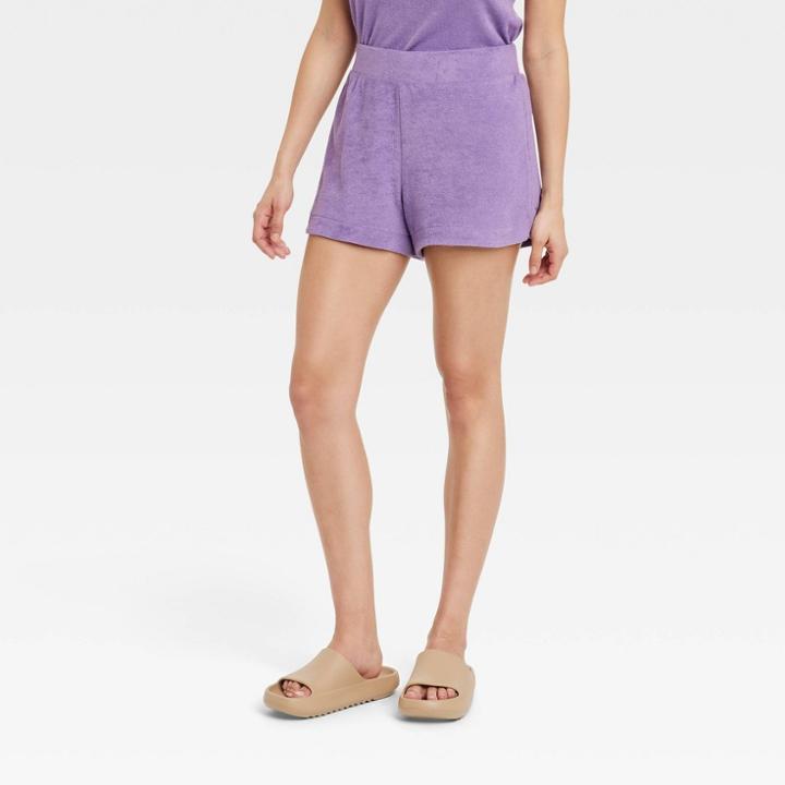 Women's Mid-rise Pull-on Shorts - A New Day Purple