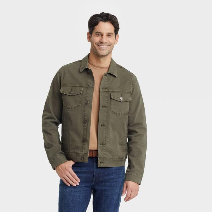Men's Oliver Wash Denim Trucket Jacket - Goodfellow & Co Olive Green
