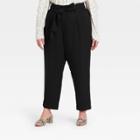 Women's Plus Size High-rise Paperbag Ankle Pants - A New Day Black