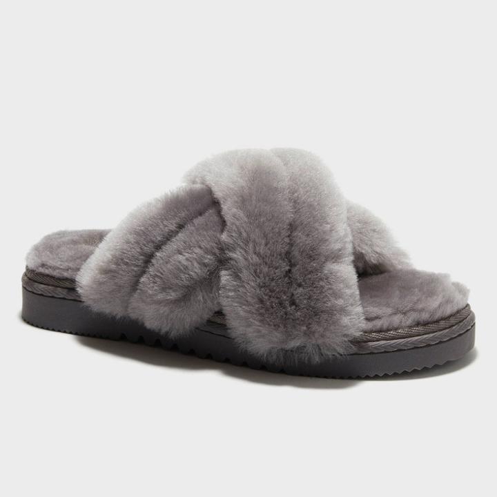 Women's Dluxe By Dearfoams Danica Slide Slippers - Gray