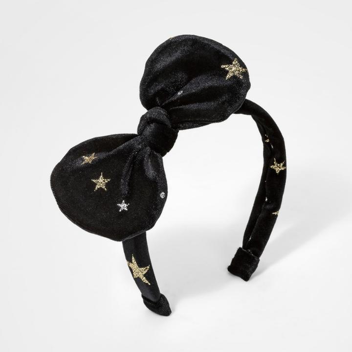 Toddler Girls' Velvet Headband With Glitter Stars - Cat & Jack Black