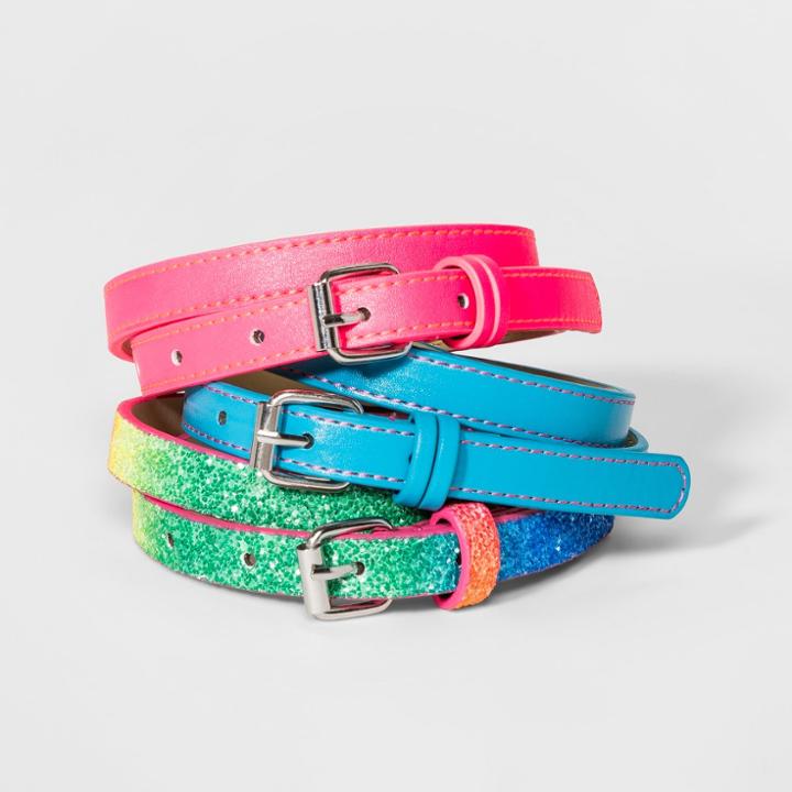 Girls' 3pk Skinny Belts - Cat & Jack L,