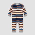 Burt's Bees Baby Baby Boys' Organic Cotton Striped Thermal Henley Jumpsuit - Navy
