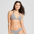Women's Striped Smocked Triangle Bikini Top - Mossimo White/black