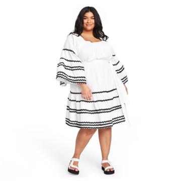 Women's Plus Size Ric Rac Flare Sleeve Dress - Lisa Marie Fernandez For Target White/black