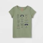 Girls' Adaptive Dog Faces Short Sleeve Graphic T-shirt - Cat & Jack Army Green