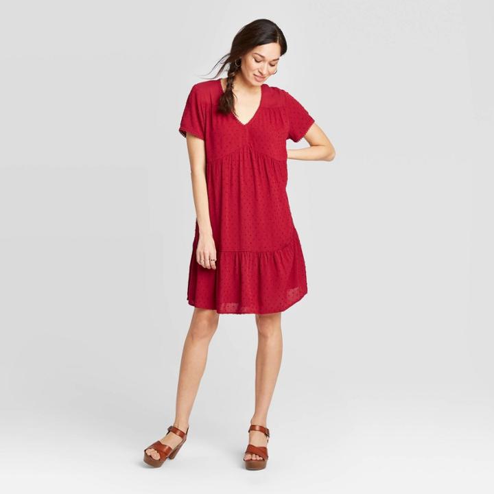 Women's Short Sleeve V-neck Mini Dress - Knox Rose Red M, Women's,